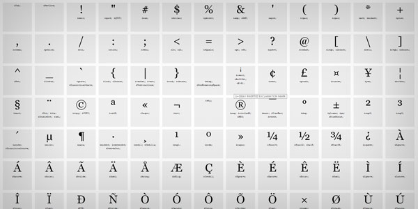 Screenshot of HTML Reference Chart